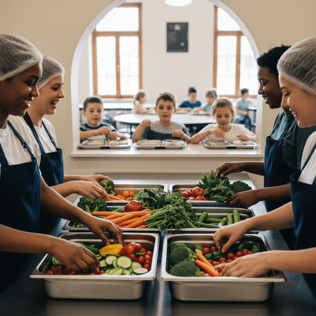 fresh vegetables for school lunches