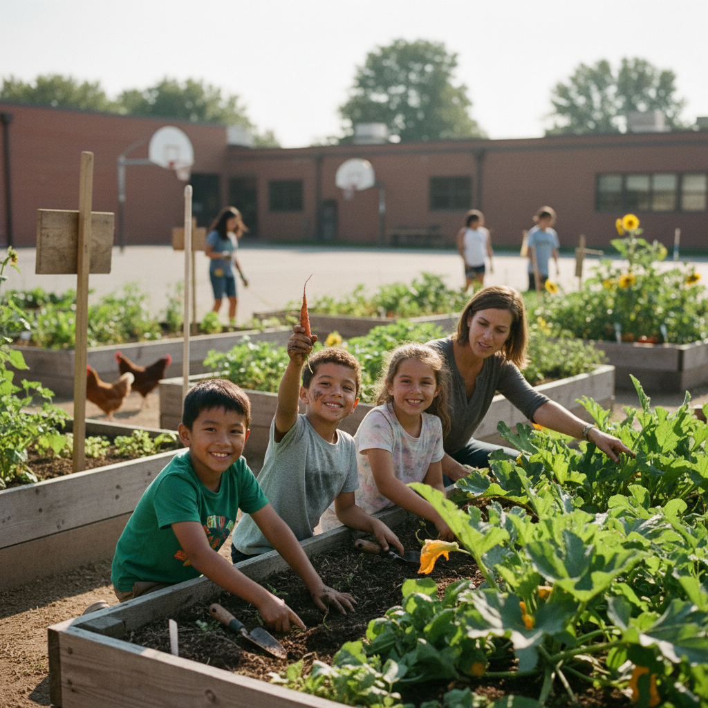 community garden at a public school